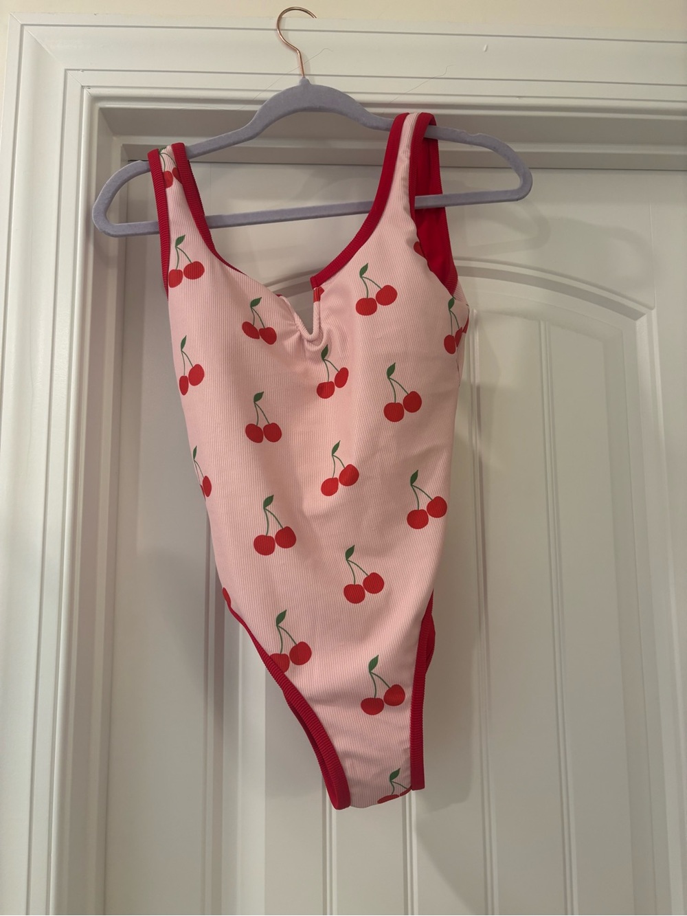 New never worn Lain Snow- Pink/Res Cherry Print One-Piece Swimsuit